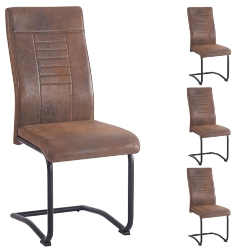 CARO-Möbel Esszimmerstuhl ALBA in Vintage 4er-Set, mit Schwinggestell aus Metall, Sitzschale gepolstert und mit Stoff bezogen, Schwingstuhl gepolstert