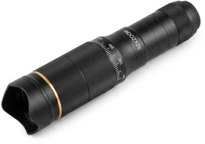 Portable 32X Phone Camera Lens HD Zoom Lens Clip On, Double Adjustment Eyepiece System, Large Aperture Objective Lens, Multiple Use Modes, Widely Applicable for Photo Video