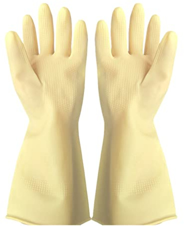 Guantes de Limpieza para Hogar, Largos Guantes de Goma Guantes Látex Reutilizables Guantes de Cocina para Lavaplatos, Jardín, Baño, Trabajo (L, Amarillo)