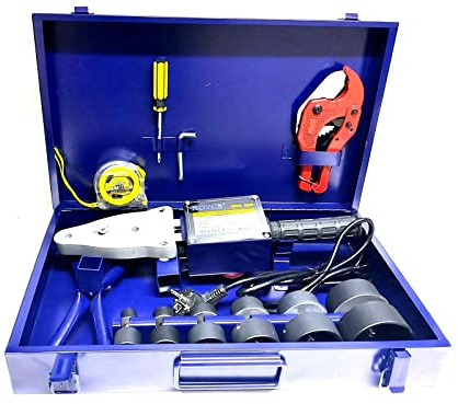 Saldatore Polifusore 1600W Professionale per Tubi PVC PP PE PVDF con 6 Matrici 20-63mm, Termostato Regolabile 50-300°C, Kit Completo con Valigetta, Tranciatubi e Accessori