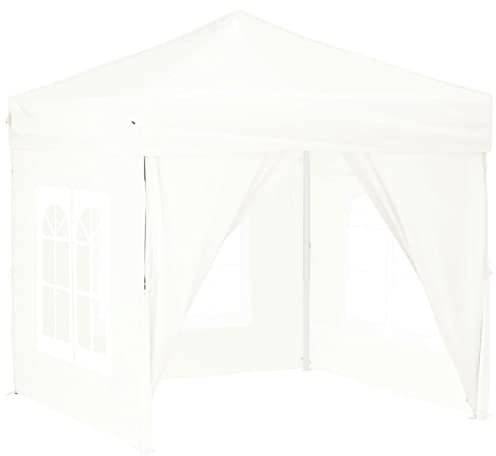 Gecheer Pavillon Faltbar, Gartenpavillon Gartenzelt Partyzelt Festzelt Bierzelt Pop-Up Seitenteilen Wasserbeständig Weiß 2x2 m