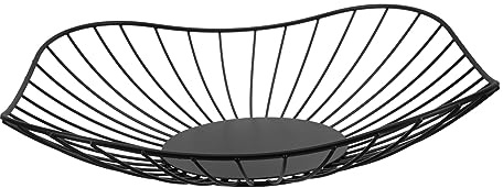 Hoement Frutero de Cocina Negro de Metal Diseño Moderno y Duradero, Cesta Multifuncional para Almacenamiento en Encimera, Adecuado para Decoración del Hogar