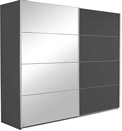 Schwebetürenschrank - Grau Metallic - 226 x 210 cm - mit Spiegel