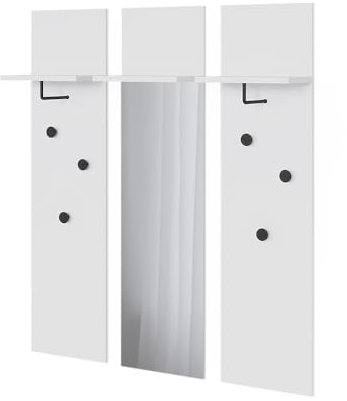 Vicco Wandgarderobe Siri, Dekospiegel, Weiß, Set mit 3 Wandgarderoben