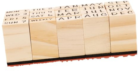 HAPINARY Holzstempelset Klein Für Scrapbooking Und Selbstgemacht Bastelarbeiten Mehrzweck Stempel Aus Langlebigem Holz Monats Und Wochentagselemente Für Kinder Und Studenten