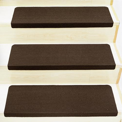 Protezione per Gradini, Perfetto per Animali Domestici, Bambini e Anziani | 55*20cm,7pcs, Autoadesivo, Tappeto Antiscivolo, per Scale Corridoio, in Legno Massello, per Interni, Facile da Installare