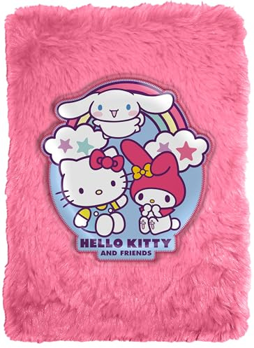 Kids Licensing - Libreta Peluche A5 con Rayas para Escribir - Cuaderno Infantil Suave de Hello Kitty & Friends para Niñas, Ideal para Regalar