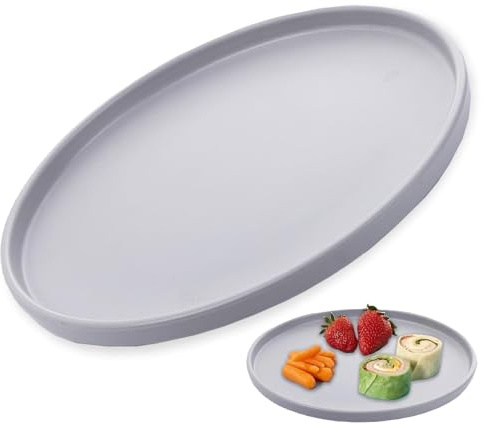 Tkxjry 25cm Vassoio Decorativo Rotondo,Vassoio Decorativo, Rotondo Diametro 10 In, Vassoi Decorativi per Tè, Caffè, Snack, Pasti, Ristoranti, Per Servizio Ristorante, Bar, Cucina Casa, (grigio)