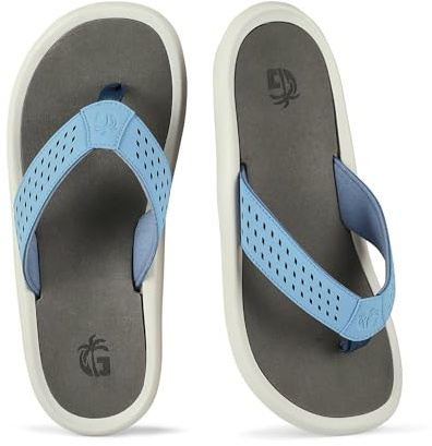 Gumbies Noosa Flip-Flops | Unisex Water-Resistant Flip-Flops with Recycled Rubber Outsole & Cotton Straps | Arch Support, Lightweight & Beach-Ready Sandals | Latte | EU 45