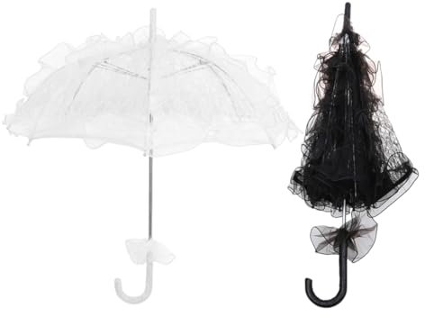 Brautschirm aus Spitze, eleganter Vintage-Spitzenschirm für Hochzeiten und Teepartys, dekorative Stickerei, für Frauen für romantische Feiern, schwarz, 2 Stück, Verschiedene