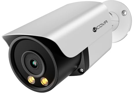 4COVR 6K PoE CCTV Camera Outdoor, 12MP UltraHD Wired Bullet Security IP Camera with Dual Lights Full-Color Night Vision, Two-Way Talk, AI Person/Vehicle Detection, Up to 256GB microSD Card, ELY37YXAMA