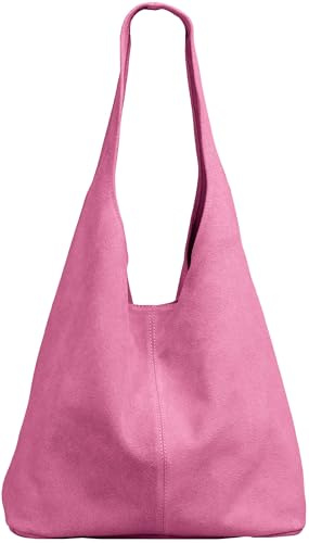 Caspar große Damen Wildleder Tasche Hobo Bag Shopper - CLASSIC LINE - Modell No.767 - Made in Italy