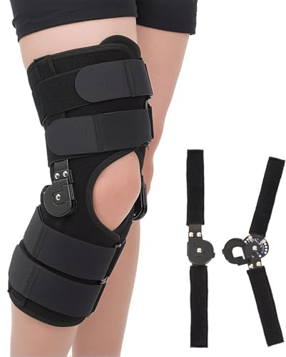 Mathgetin Hinged ROM Knee Brace with Side Stabilizers, Post Op Knee Immobilizer for Arthritis, ACL, MCL, PCL, Meniscus Tear, Medical Orthopedic Support After Surgery (Upgraded Version, Large)