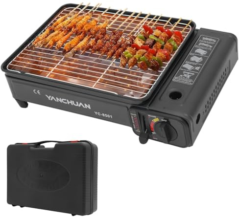 2200W Camping Gasgrill Tragbare Camping Grill Gas Klein Upgrade Barbecue Grill mit Tragetasche, Camping-Gaskocher für Wohnmobilreisen, Reisen und Picknicks | EU Stock