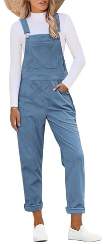 Roskiky Ladies Dungarees Real Corduroy Overalls For Women Dungarees Overalls For Women Gray Blue XXL