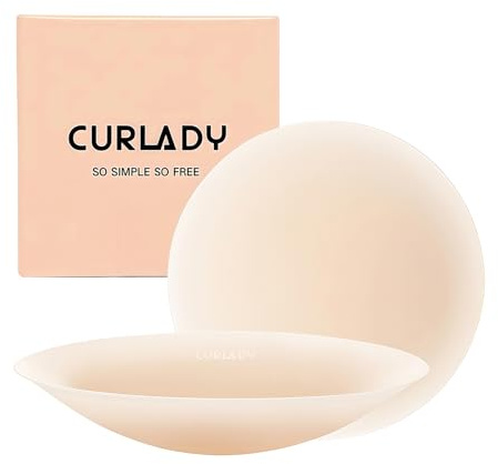 TMYIOYC CURLADY Nipple Covers for Women, Reusable Adhesive Silicone Nipple Covers, Seamless Invisible Washable Nipple Pasties, Sticky Breast Petals Beige