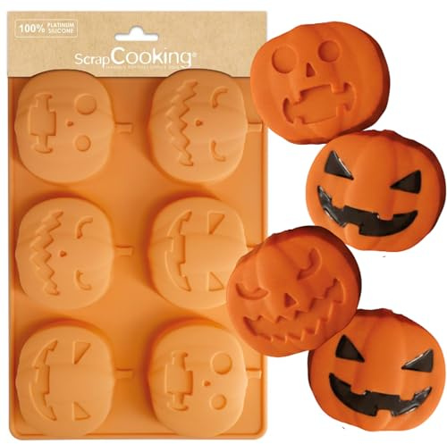 ScrapCooking - Moule Silicone Citrouilles - 6 Formes Biscuits & Gâteaux - Apte Four & Congélateur - Pâtisserie Gâteau Enfant - Ustensile Souple - Halloween - 2994