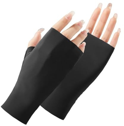 Guantes UV para lámpara de uñas de gel, Guantes UV para manicura y gel de uñas, para lámparas de uñas, guantes anti UV, guantes de protección, para lámparas de uñas, guantes de protección UV (Negro)