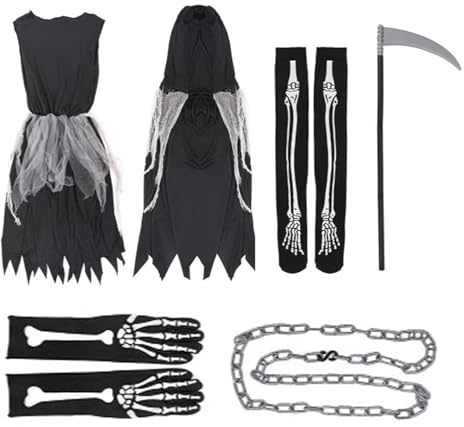 TYUKXJH Costume d'Halloween pour enfant - Cape avec capuche - Accessoires cosplay - Personnages terrifiants pour représentation et œuvre de théâtre
