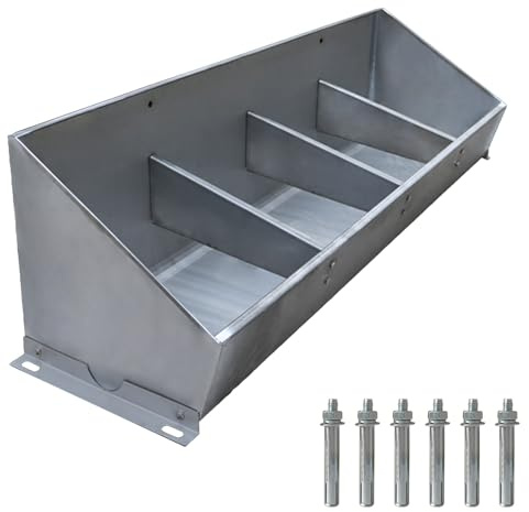 Futtertrog für Nutztiere Edelstahl-Tierfutterautomat for Schweine, Ziegen, Schafe, Pferde, Rinder, Alpakas(1.2m/3.9ft 4 bit)