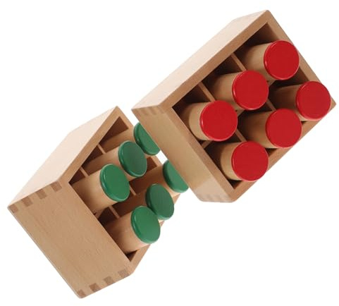 GETAJGHSD Set Cilindri Sonori Sensoriali Montessori in Legno Giocattolo Educativo per Allenamento Uditivo Scatola 6 Scomparti Interattivo per Famiglia