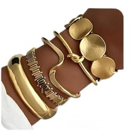 XFSRG 4 Piezas Pulseras Anchas para Mujer Brazalete Rígidas Abiertas Irregulares Estilo Vintage con Ancho Liso para Uso Diario Fiesta y Vestido de Noche