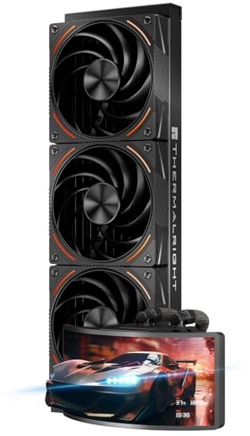Thermalright Rainbow Vision 360 TURBO ARGB Black CPU Liquid Cooler,for AM5/Intel LGA1851/1700,6.67-inch Curved Screen-Magnetic Suction,with 2400x1080 Resolution,360mm Aio Cooler