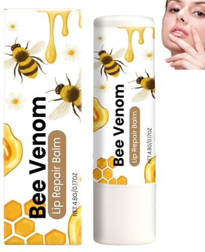 Lippenbalsam mit Bienengift, feuchtigkeitsspendender Lippenbalsam für trockene Lippen, langanhaltend pflegend und nährend, beugt Trockenheit und Rissen vor, aufhellend und glättend (1pcs)