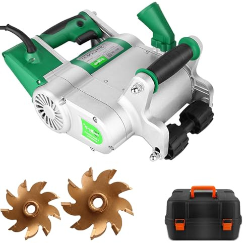 Rainureuse murale électrique, rainureuse à béton, machine à rainurer le béton avec 1600 tr/min, découpeuse de béton portative, profondeur réglable 20-30 mm, pour ciment, brique, marbre(Green)