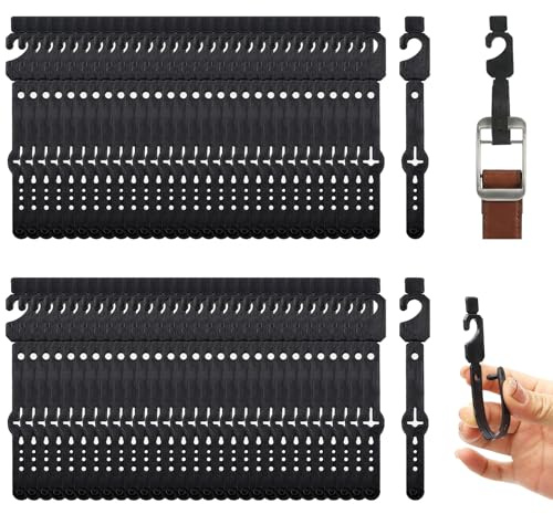 ZENFUN 200 Pc Plastic Belt Hangers, Black Plastic Hanger Hooks for Belts and Plastic Hanger Hooks, Economic Plastic Belt Hooks Tie Hangers Bulk for Men, Closet Organizers, Storage, Retail