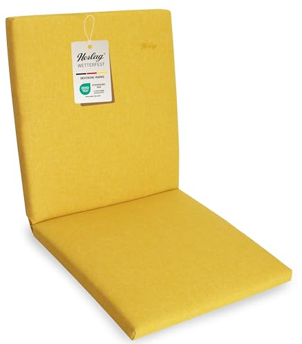 Herlag Sunny Niedriglehner-Auflage 103x50x4 cm – wetterfest & UV-beständig – wasserfest – waschbarer Bezug mit Reißverschluss – Gartenstuhl Auflage – Öko-Tex 100 – Senfgelb