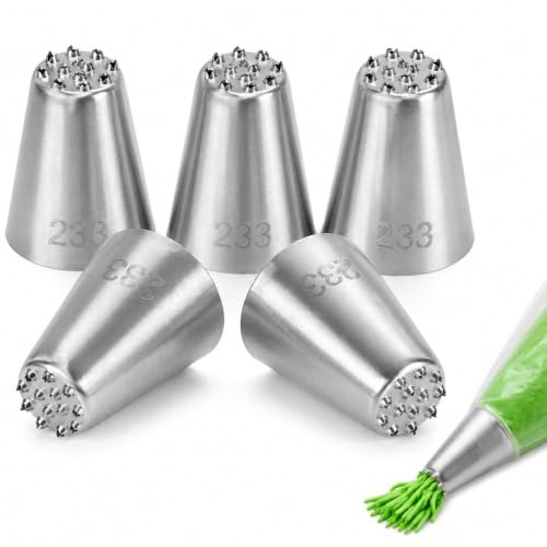 5 Pcs 233 Grass Piping Tip,Cake Decorating Supplies Piping Tips,For Cookie And Cake Decorating,Birthday Cake, Cupcake,Diy Cream Baking Tools