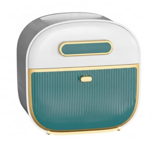 KiBcsLic Caja Pañuelos Mural Multifuncional Dispensador Pañuelos Mural Autoadhesivo Portarrollos sin Taladro para Baño, Aseo, Gris Retro