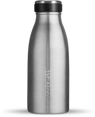 720°DGREE Botella Agua Acero Inoxidable “milkyBottle“ – 350ml - Sin BPA Free, Antigoteo y Prueba de Fugas - Frasco térmico, Cantimplora Aislada - Bebida con Gas, Deporte, Escuela, Gimnasio, Exteriore