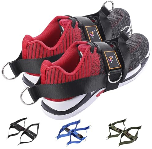 MOOCY 2 Pack Foot Strap for Cable Machine Fitness Attachment Ankle Straps Glute Kickback Leg Exercise for Cable Machines Shoe Cover Pull Belt-4 Ring