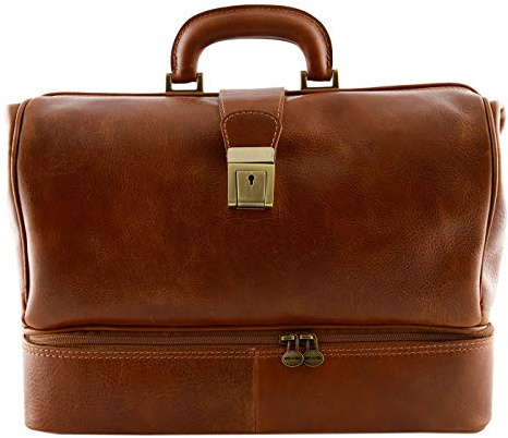 DLB – Medizinische Tasche aus echtem Leder – Farbe Cognac – Handwerkskunst Toskana