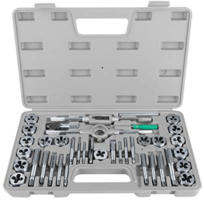 Set Gewindebohrer und Schneideisen, metrisch, 40-teilig, M3-M12, Profi-Gewindebohrer und Schneideisen aus legiertem Stahl, robustes Handwerkzeug für Außen- und Innengewinde