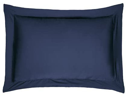 Sleepdown Pillowcase 100% Cotton Sateen Pack of Two Oxford Pillow Cover Set Anti-Allergy 300 Thread Count Luxury Bed Linen - Navy Blue - 50 x 75cm, 5056242826170