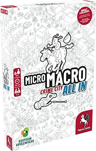 Pegasus/Spielwiese 59062G MicroMacro: Crime City 3 – All In (Edition Spielwiese), Schwarz-weiß-metropole