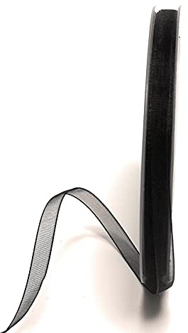 s.dekoda Schleifenband 50m x 6mm Schwarz Organza Chiffon Geschenkband Organzaband [1350-113]