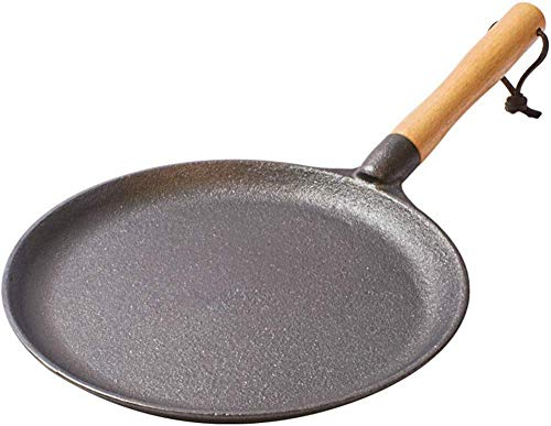 YZJSSL Pancake Crepes Padella in ghisa, induzione, con Manico in faggio, Padella per Bistecca Pizza, Uova Fritte, per Colazione,-30cm