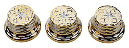 Guyker Top Hat Gitarre Bass Potentiometer Regler Knöpfe 6 mm Durchmesser Schafttöpfe – 3 Stück Metall Glockenkappen Speed Tone Volume Top Lotus Flower Pattern Knob Ersatzteile – Gold
