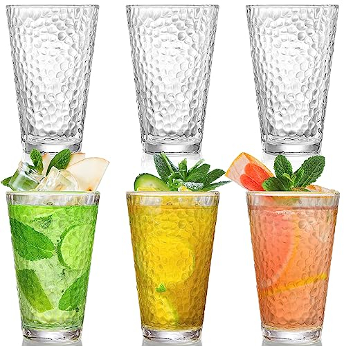 Frcctre Lot de 6 verres à eau romantiques de 325 ml - Verres à eau de qualité supérieure - Verres hauts sans plomb vintage - Pour boissons, jus, bière, eau, cocktail, whisky