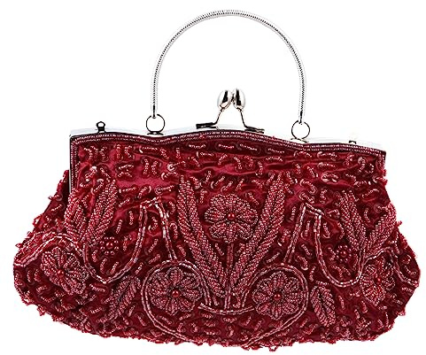 VALICLUD 1 Pc Bolsa De Cena Bolso De Boda Bolso De Mano Estilo Flapper 1920 Embrague De Bolso De Cuentas Años 20 Embrague De Mujer De Baile Clutch Bordado Chica Antiguo Deflector
