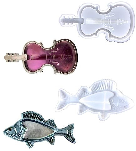 Surakey Fisch Silikonform Aufbewahrungsbox, Epoxidharz Formen Resin Gießharz, Tier-Form, DIY Geige Schachtel Silikon Formen Gießformen, Tier Silikonform Harz Aufbewahrungs Box Heimdekoration