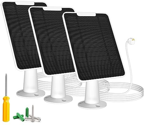 Solarpanel-Ladegerät Kompatibel mit Google Nest-Kamera im Außen & Innenbereich(Batterieversion), 6W Solarpanel für Google Nest Cam, IP65 wetterfest, mit Sichere Wandhalterung, 4M Kabel, 3 Pack