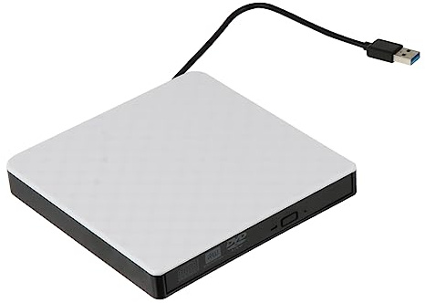Hemobllo Masterizzatore Dvd Esterno USB 3.0 Sottile Bianco Abs | 8x Dvd-rom, 24x Cd-rom e Scrittura Dvd-r/dvd+r/dvd-rw/cd-r, Design Classico