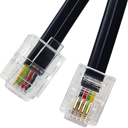 XANHAM Cavo telefonico lungo 30 metri con connettori RJ11 6P4C per telefono fisso, fax e modem, sia da parete che da parete, nero, AV04612