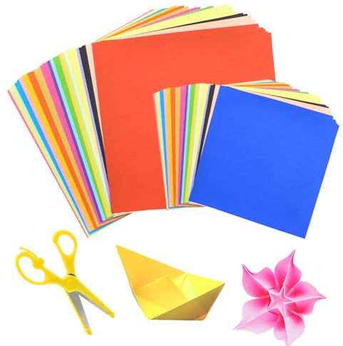 200 Blatt Origami Papier, 20 x 20cm 15 x 15cm 20 Farben Buntes Papier Faltpapier Quadratisch Tonpapier Doppelseitig für Familie DIY Bastelprojekte DIY-Schul-Kunsthandwerksprojekte