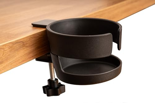 Girafus Becherhalter für Tisch & Bett – 3-Wege Getränkehalter mit cleverem Design – Tassenhalter & Flaschenhalter – Cup Holder Schreibtisch Zubehör – stabile Becher Halterung für Büro & Zuhause